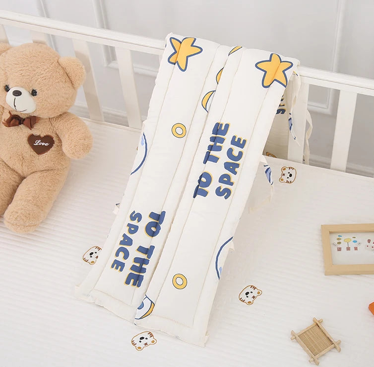 Quilted Cotton Crib Railguard Covers with Lovely Embroidery