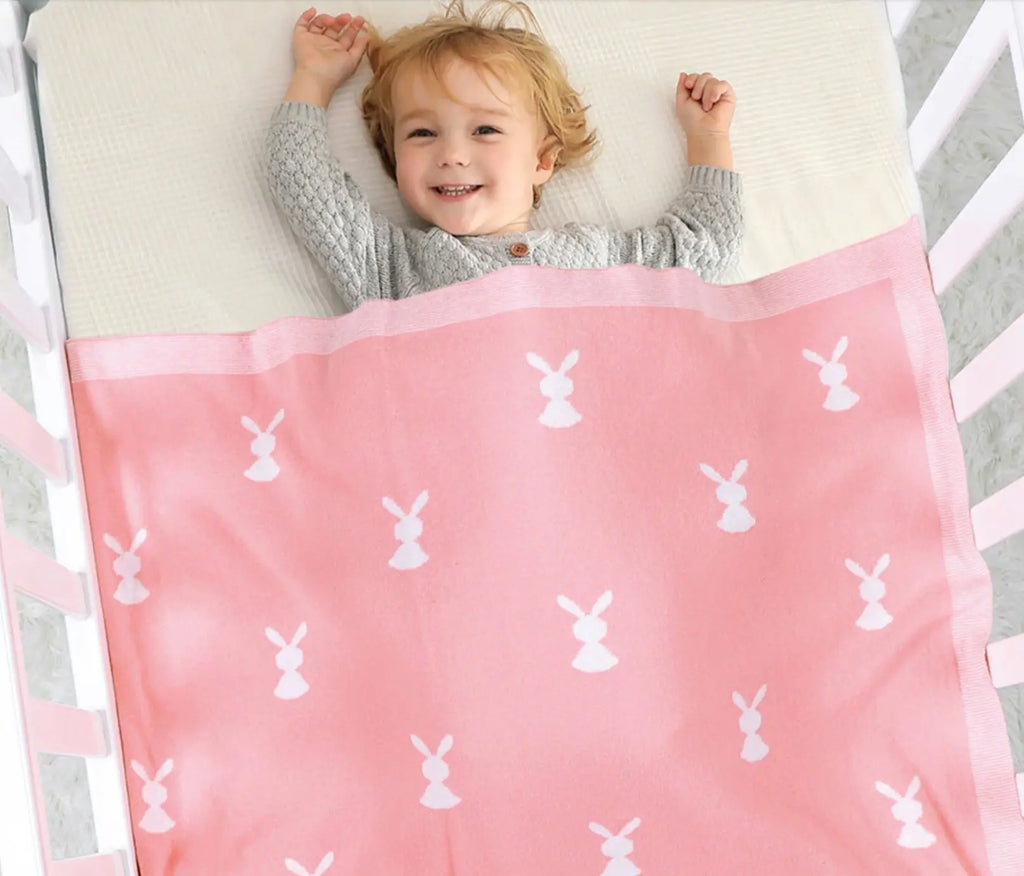 Cotton Baby Blanket with Bunnies Pattern