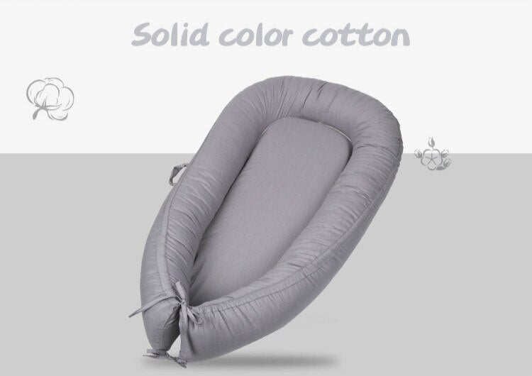 Solid Color Portable Cotton Baby Nest & Lounger, 90x50cm