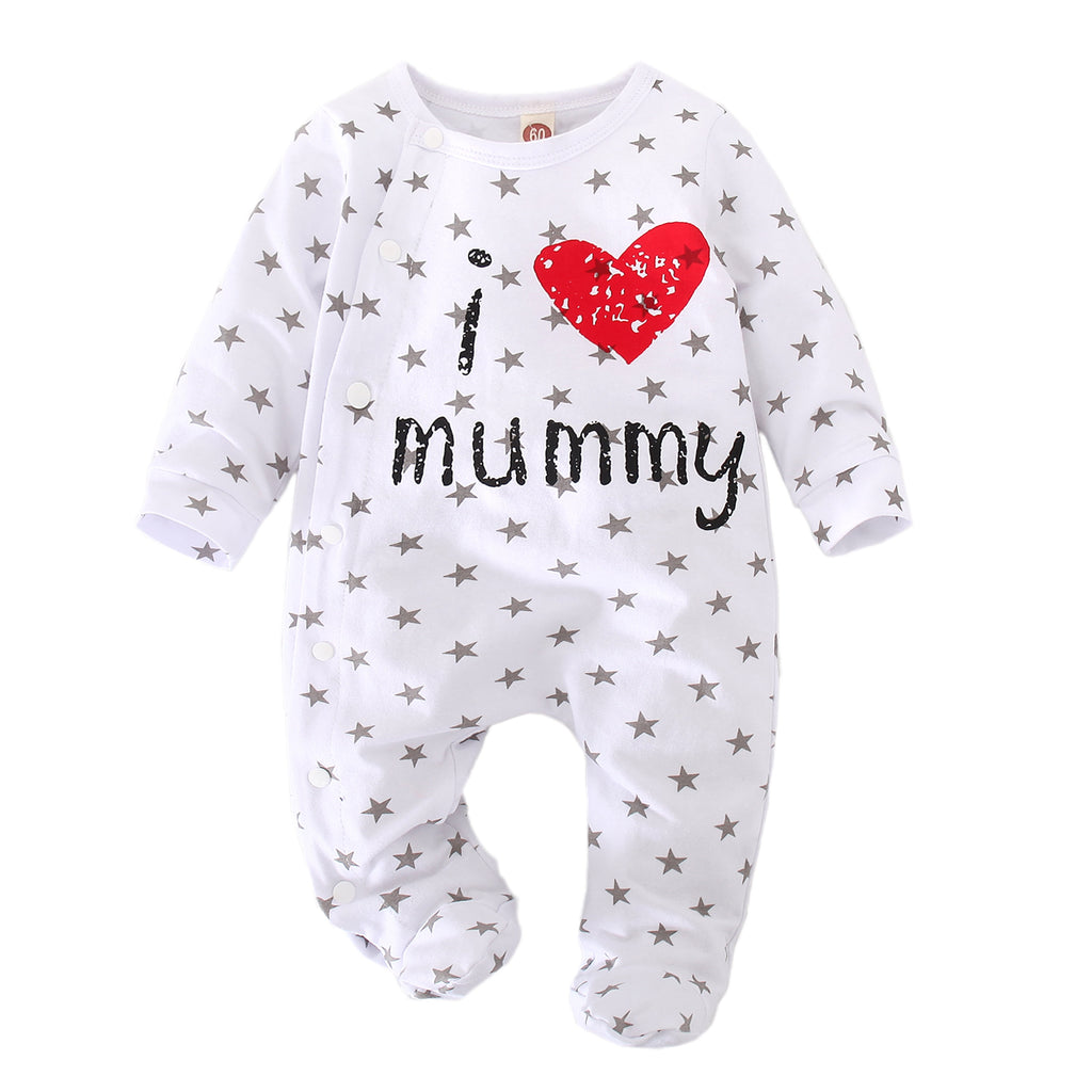 Long Sleeve Cotton Baby Romper with Lovely Print