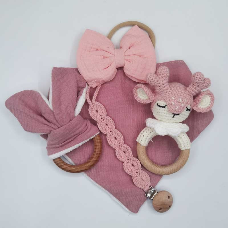 Handmade Crochet Knit Toys & Accessories Baby Girl Gift Set