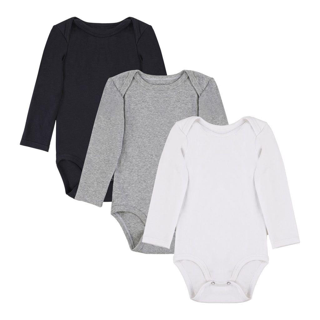100% Organic Cotton Long Sleeve Baby Rompers Set of 3