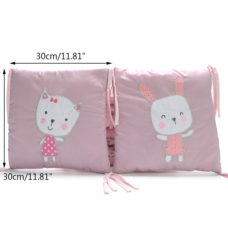 6-Pieces Cotton Baby Crib Protector with Cute Bunny Embroidery