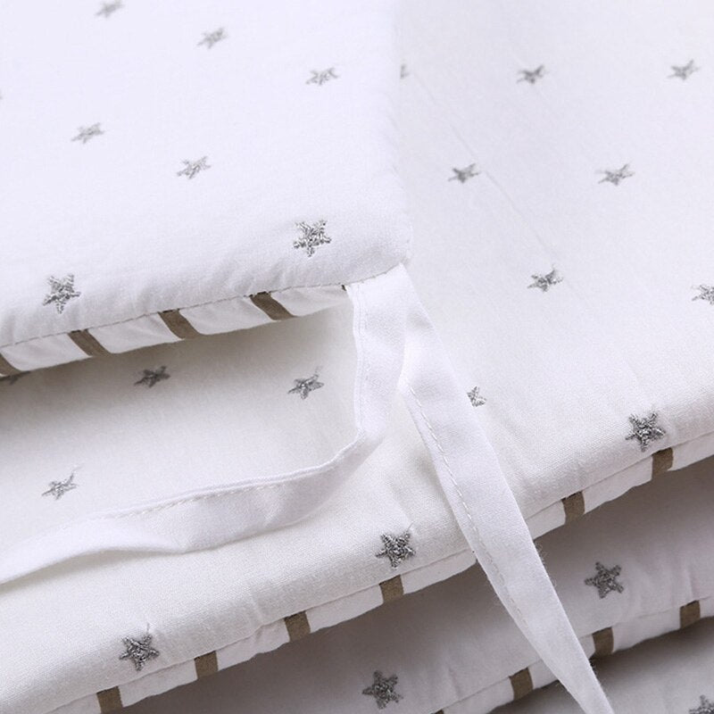 6-Pieces Cotton Baby Crib Protector with Star Embroidery