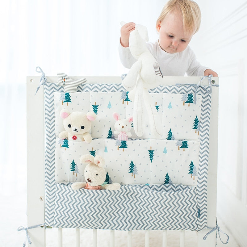 Soft Cotton Hanging Pocket Organizer for Baby Crib