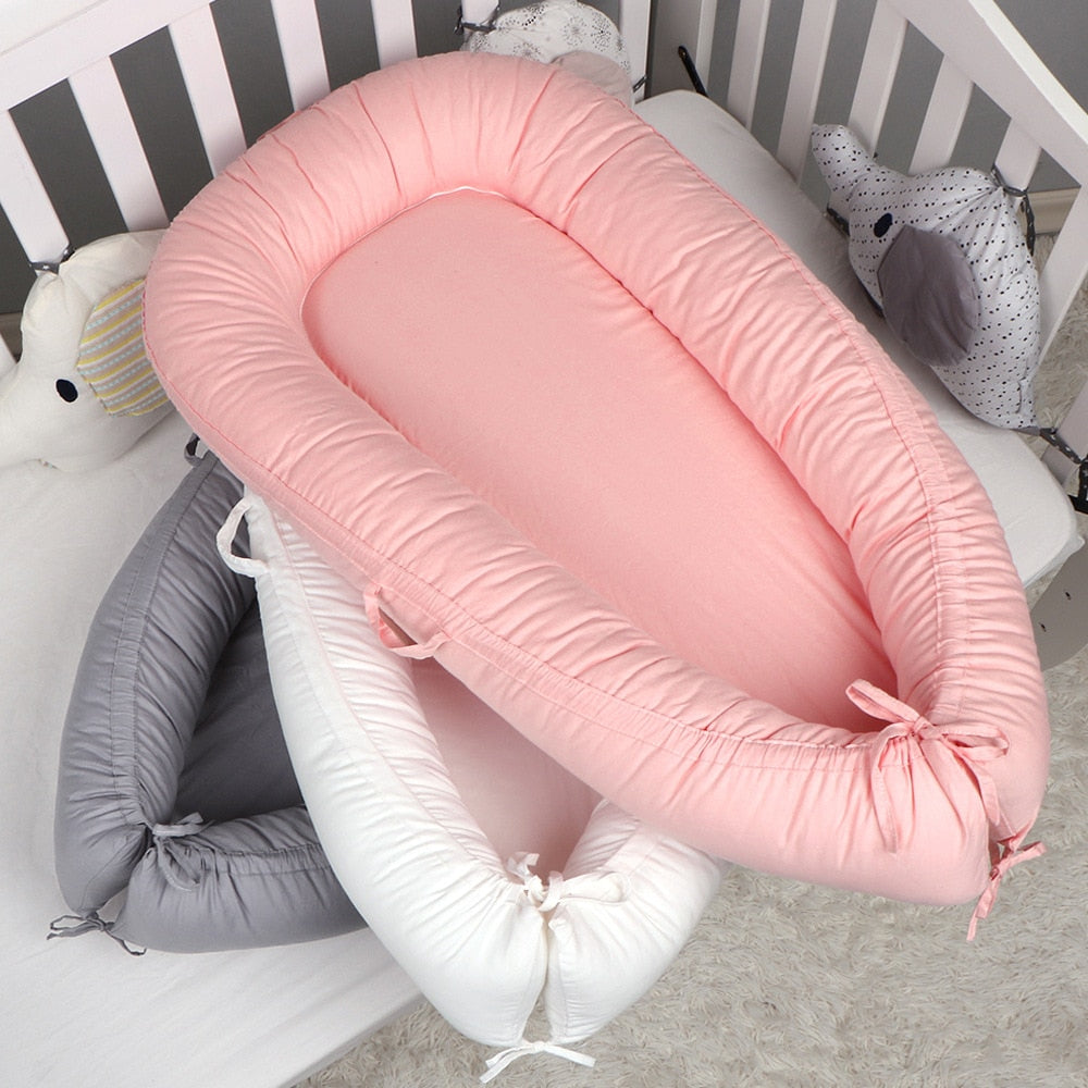 Solid Color Portable Cotton Baby Nest & Lounger, 90x50cm
