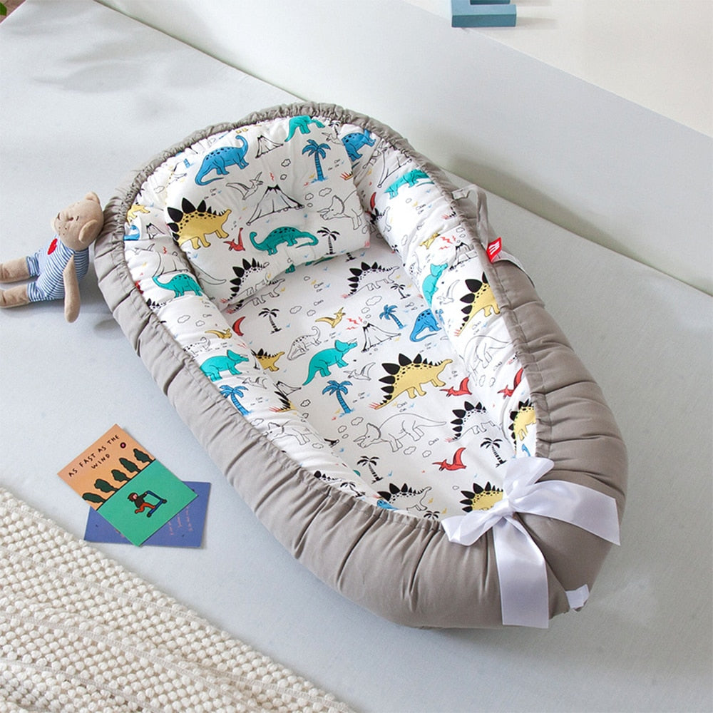 Portable Cotton Baby Crib with Support Pillow