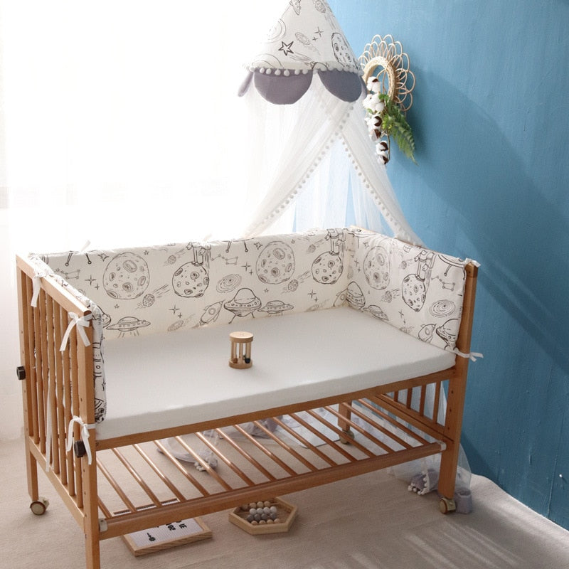 Soft Cotton Baby Crib Rail Cover, Removable & Washable