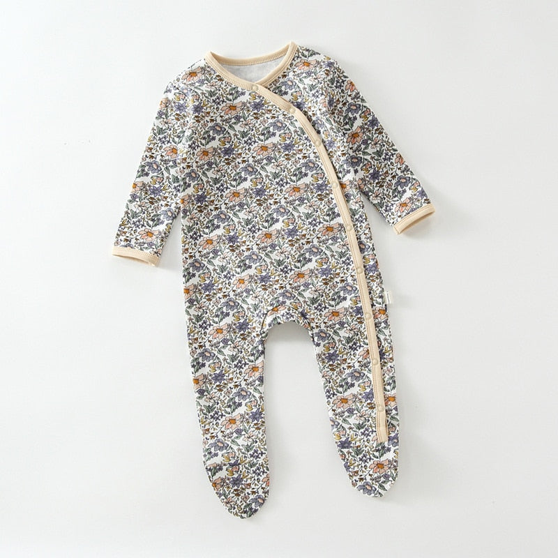Long Sleeve Newborn Baby Footie with Side Closure