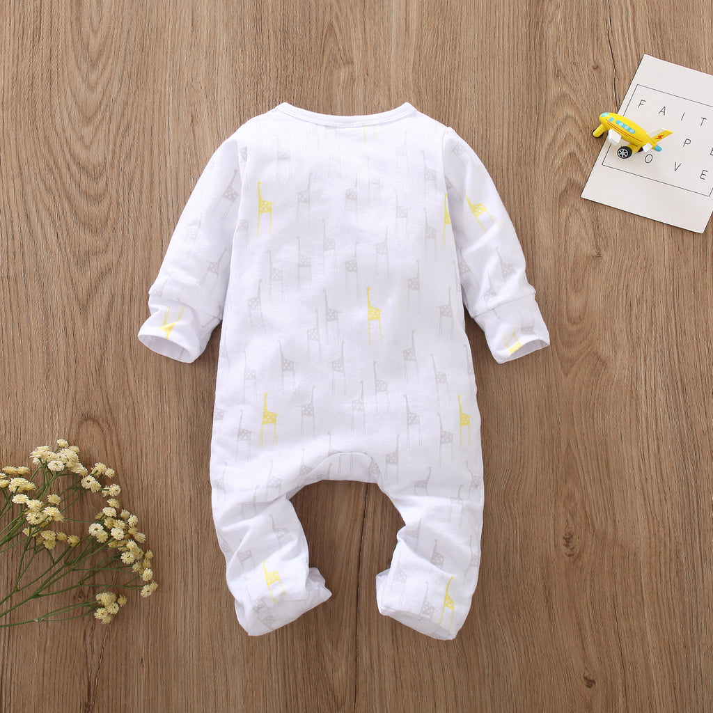 Long Sleeve Cotton Baby Romper with Lovely Print