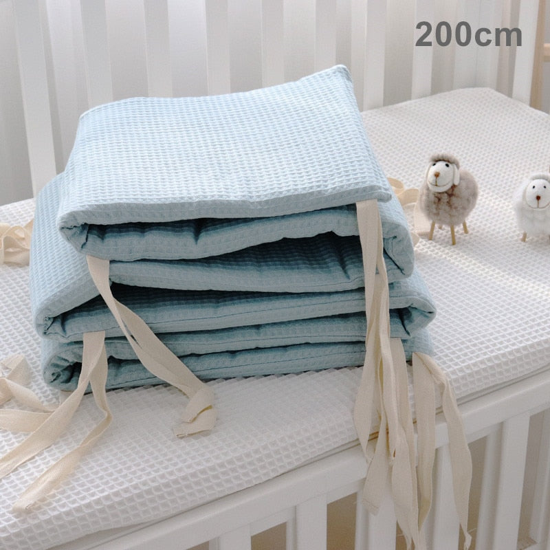 Extra Soft Waffle Cotton One-piece Baby Crib Rail Guard Protector