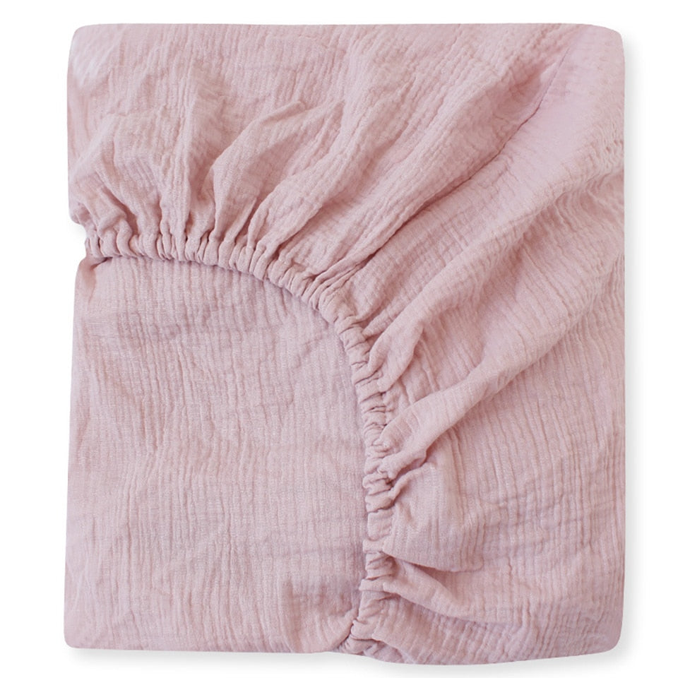 Soft Muslin Cotton Fitted Sheet in Solid Colors for Baby Crib