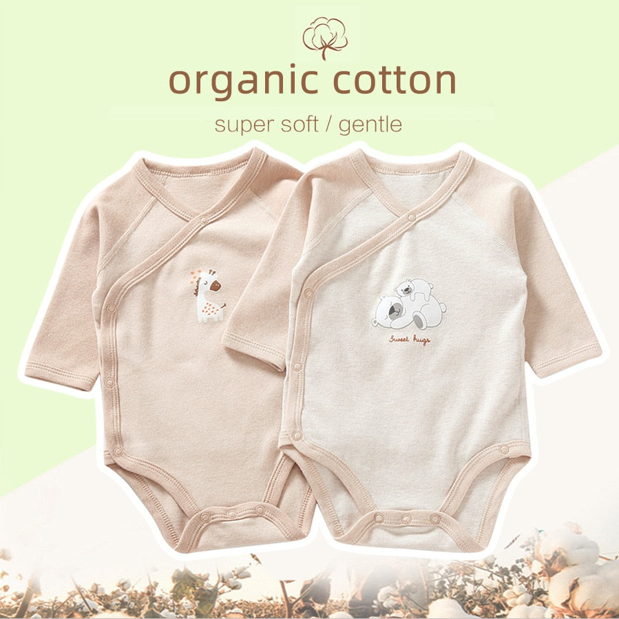 Organic Cotton Baby Romper with Wrap Closure