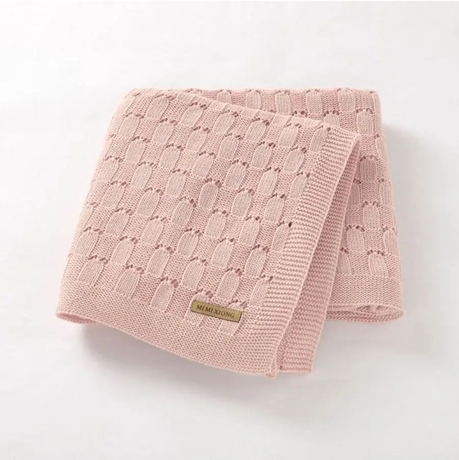 Lightweight Cotton Knit Baby Blanket in 4 Colors