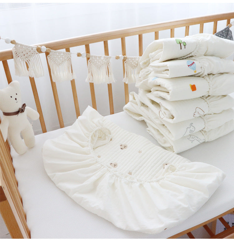 Quilted & Embroidered Fitted Cotton Sheet for Baby Crib