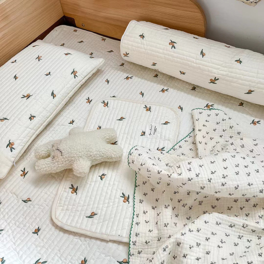 Embroidered & Quilted Cotton Bedding Accessories for Baby Crib