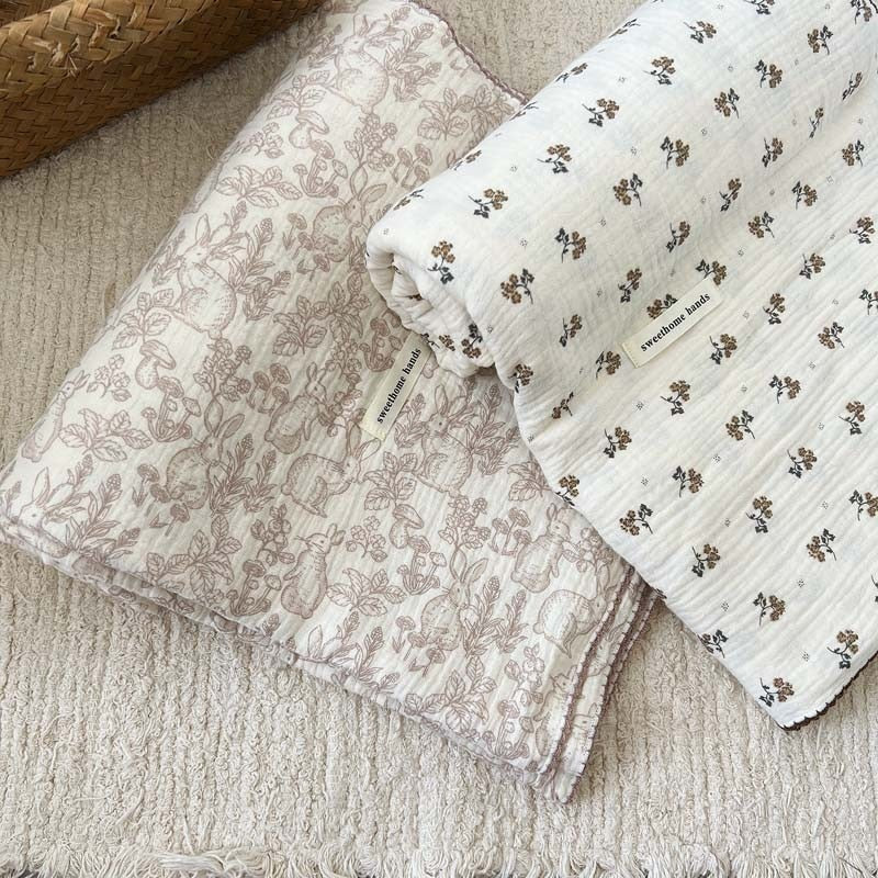 Soft & Light Vintage Baby Blanket & Pillow (4 Layers Muslin)