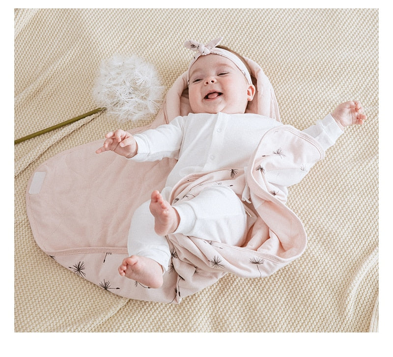 Cocoon Style Cotton Swaddle Wrap for 0-3M Newborn Baby