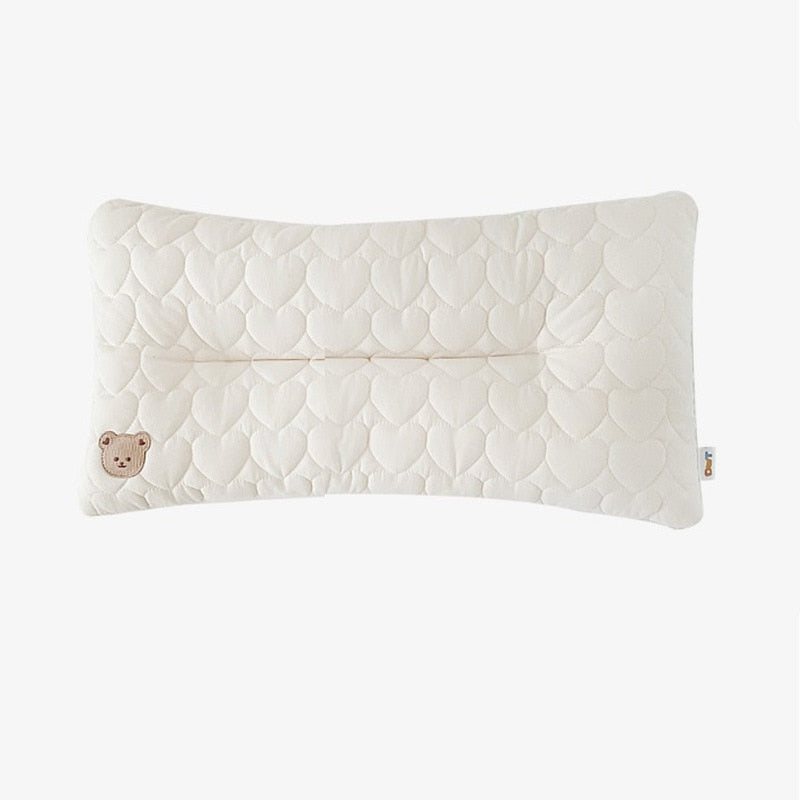 Soft & Breathable Muslin Cotton Heart-Quilted and Embroidered Baby Pillow