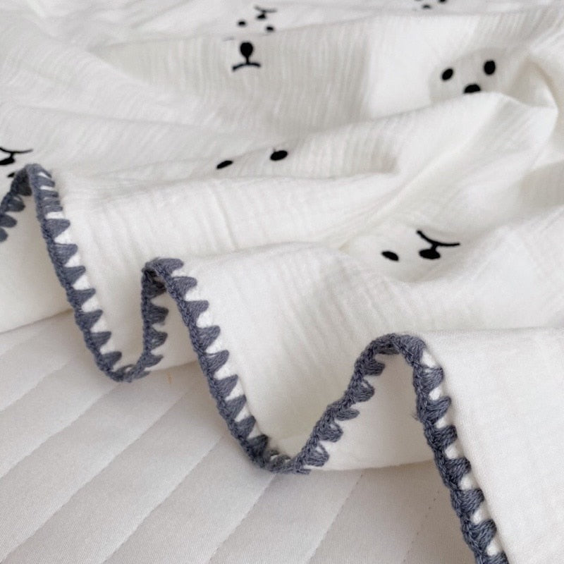 Extra Soft & Breathable Embroidered Muslin Cotton Blanket
