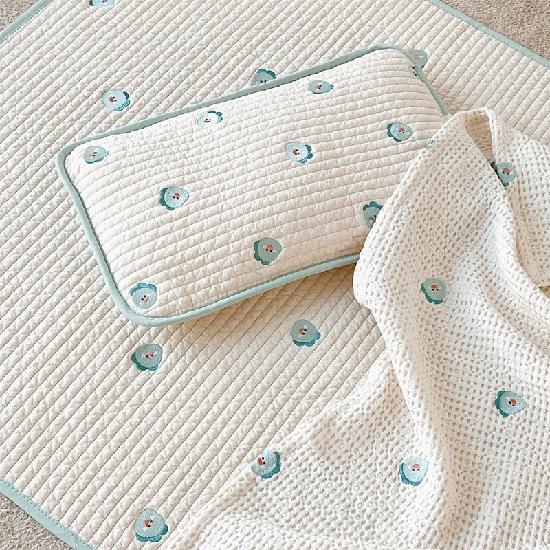 Soft & Breathable Muslin Cotton Quilted and Embroidered Baby Pillow