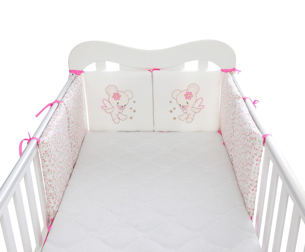6-Pieces Cotton Baby Crib Protector with Lovely Embroidery