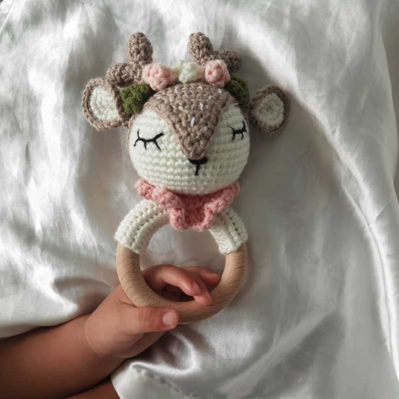 Handmade Crochet Knit Deer Baby Toy Gift Set