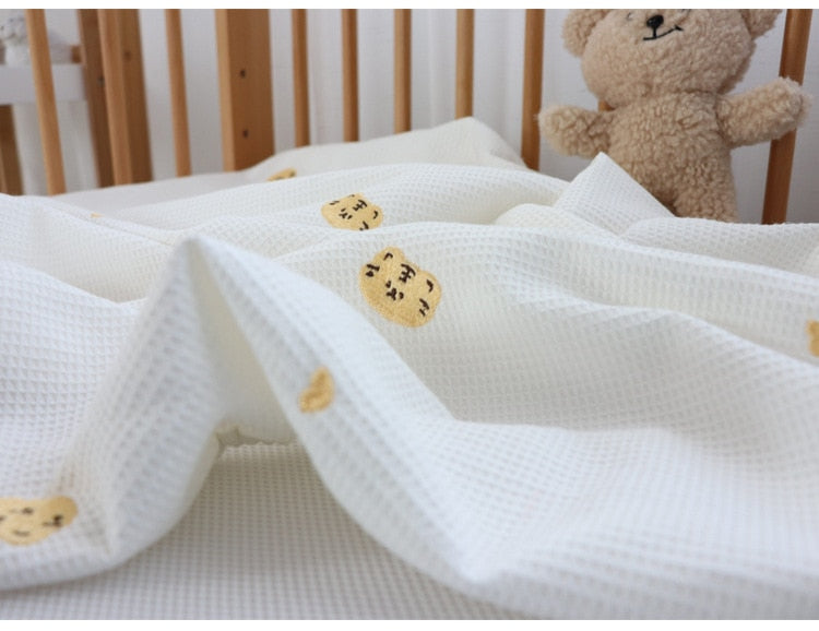 Embroidered Waffle Cotton Fitted Sheet for Baby Cot