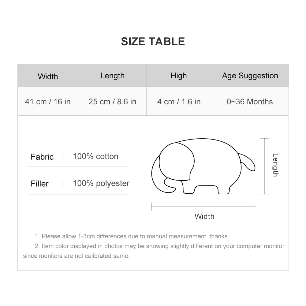 Cute Elephant Shape Baby Pillow and Soft Doudou Toy