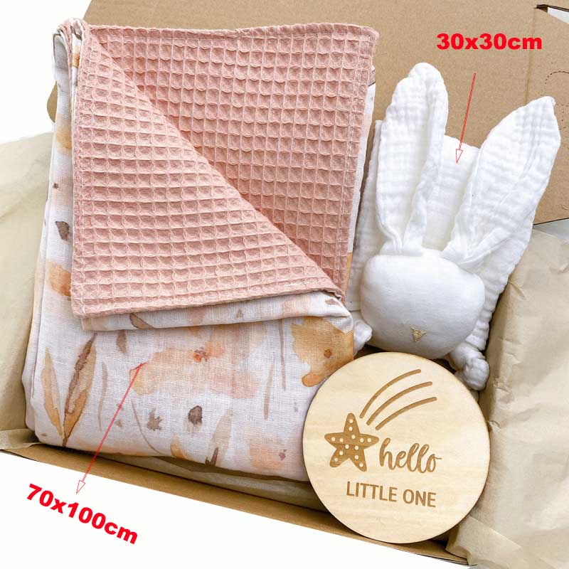 Baby Gift Set: Baby Swaddle Blanket & Bunny Appease Towel