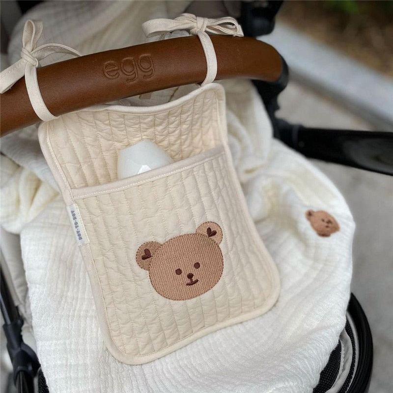 Embroidered Hanging Storage Pockets for Baby Crib & Stroller