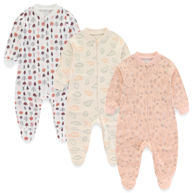 3x Soft Cotton Footie Set for Infant Baby
