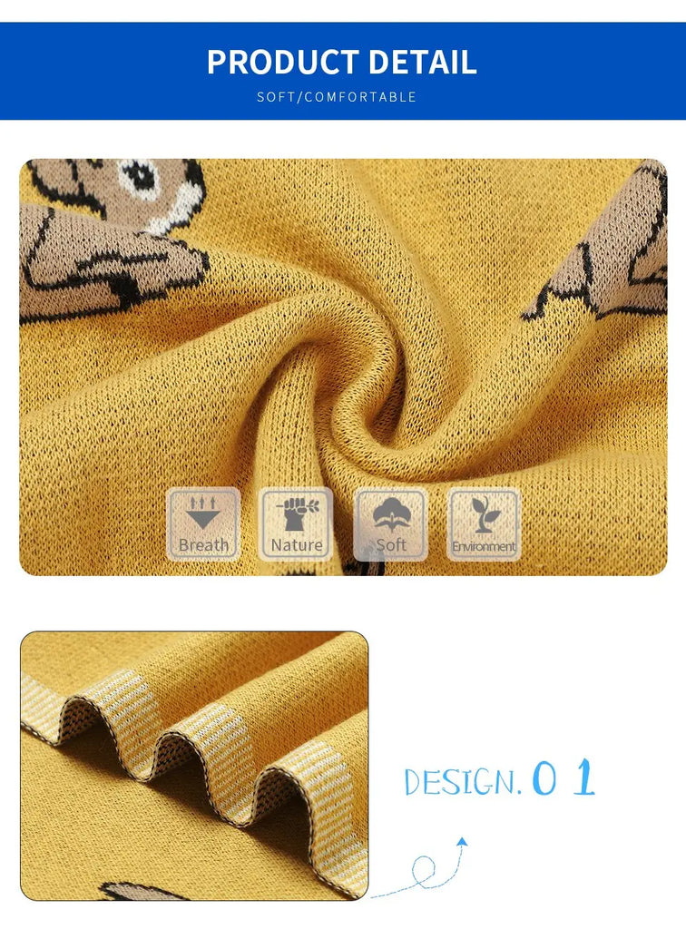 Soft Cotton Baby Blanket with Deer Pattern