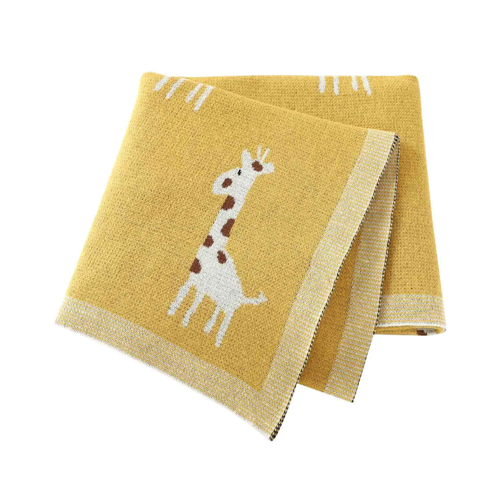Soft Cotton Baby Blanket with Giraffe Pattern