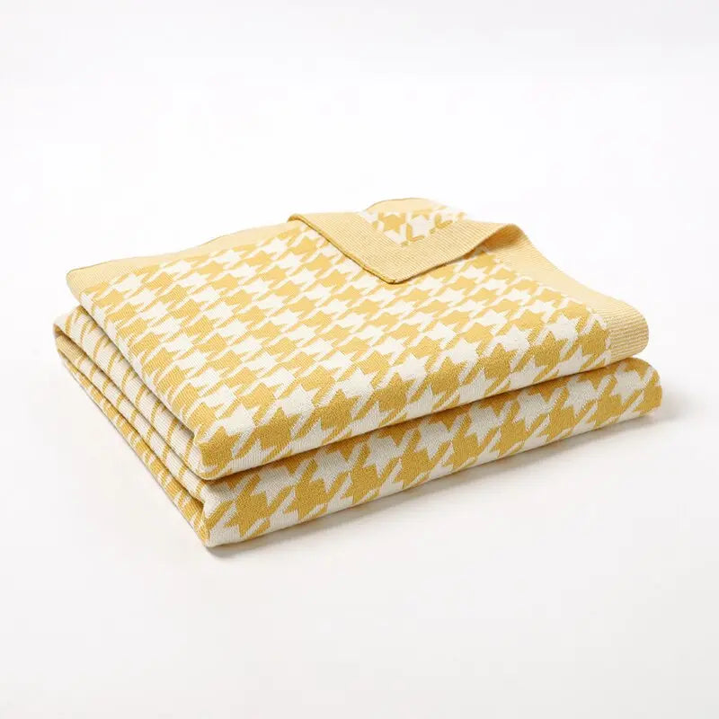 Soft Cotton Baby Blanket with Houndstooth Pattern