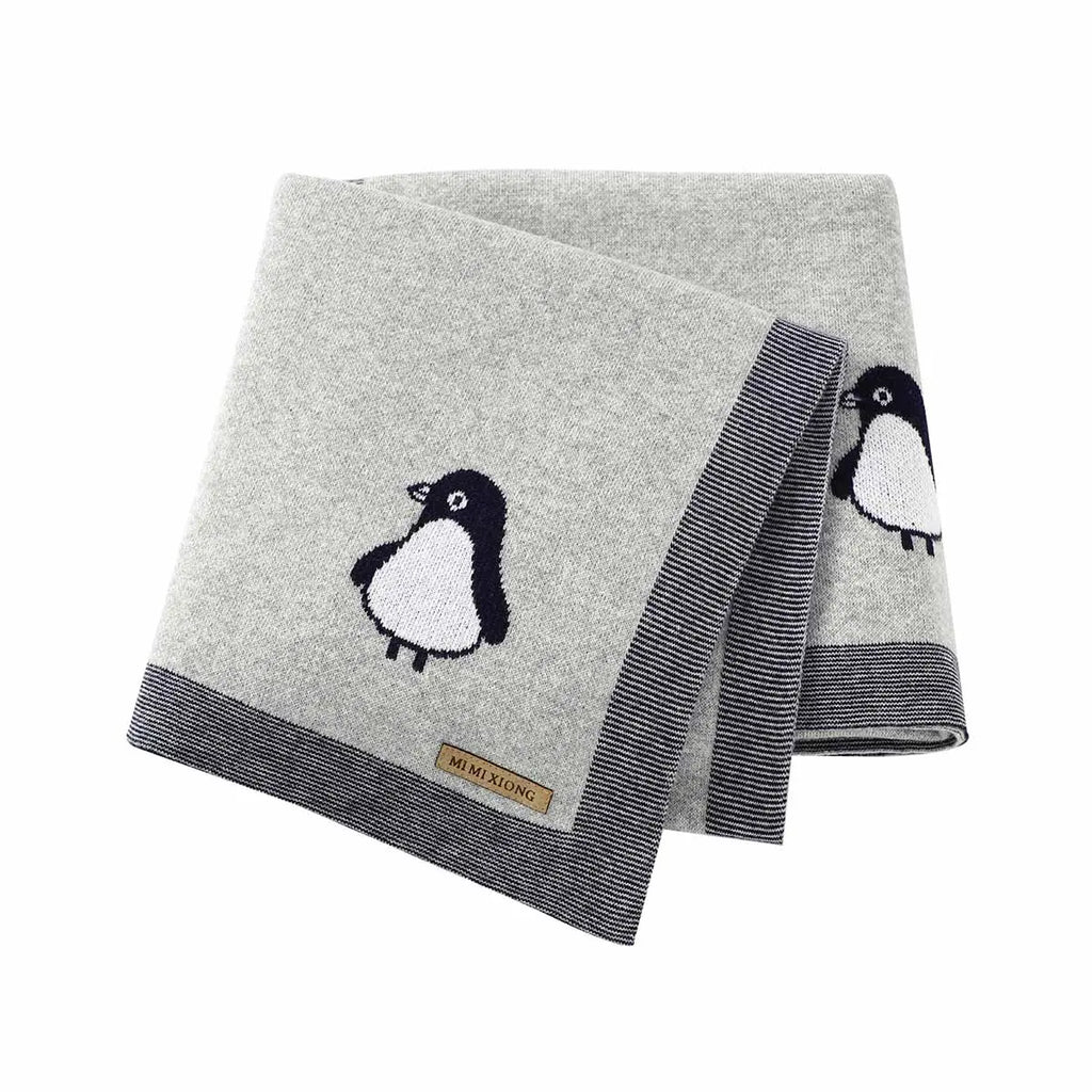Soft Cotton Baby Blanket with Penguin Pattern