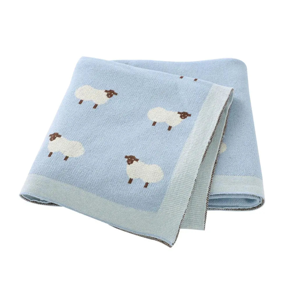 Soft Cotton Baby Blanket with Sheep Pattern