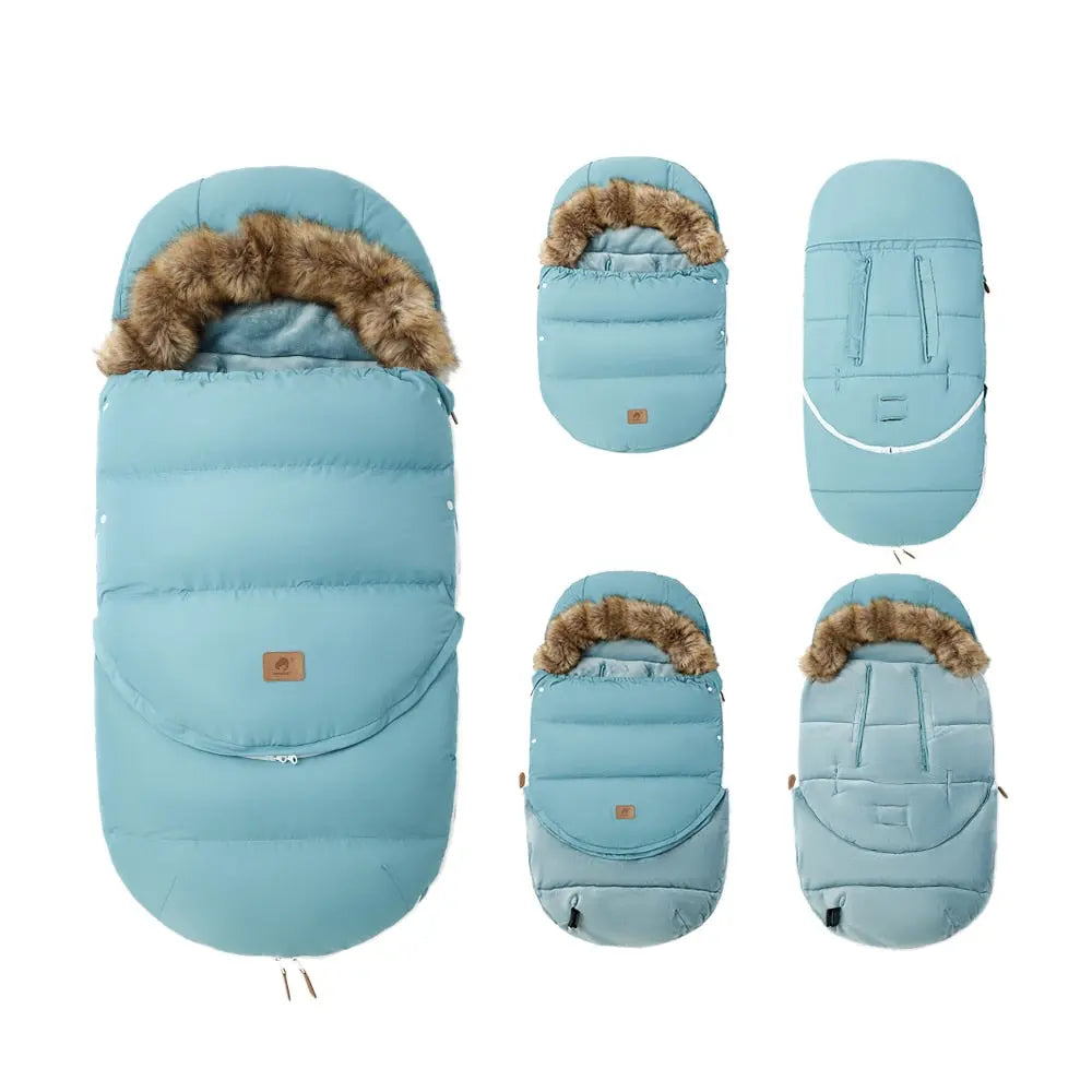 Winter Windproof Baby Stroller Bag with Removable Furred Hood